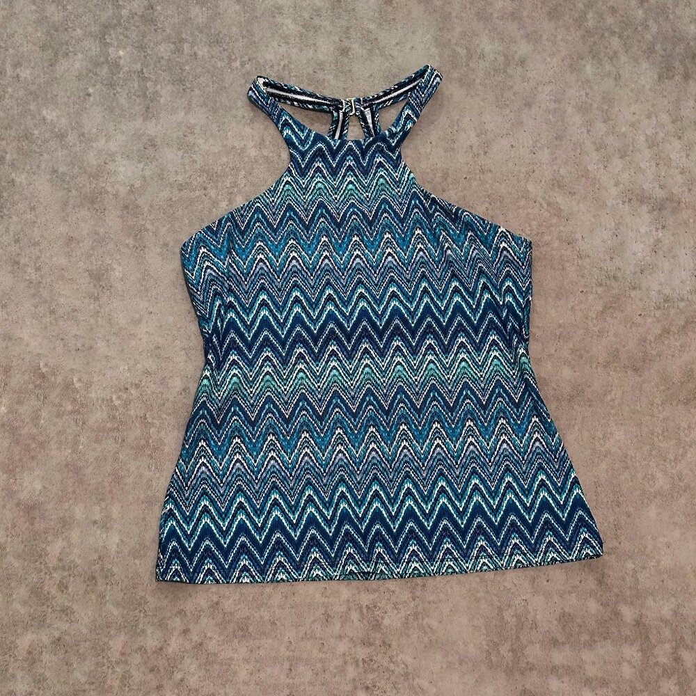 Island Escape High-Neck Zig Zag Tankini Top
